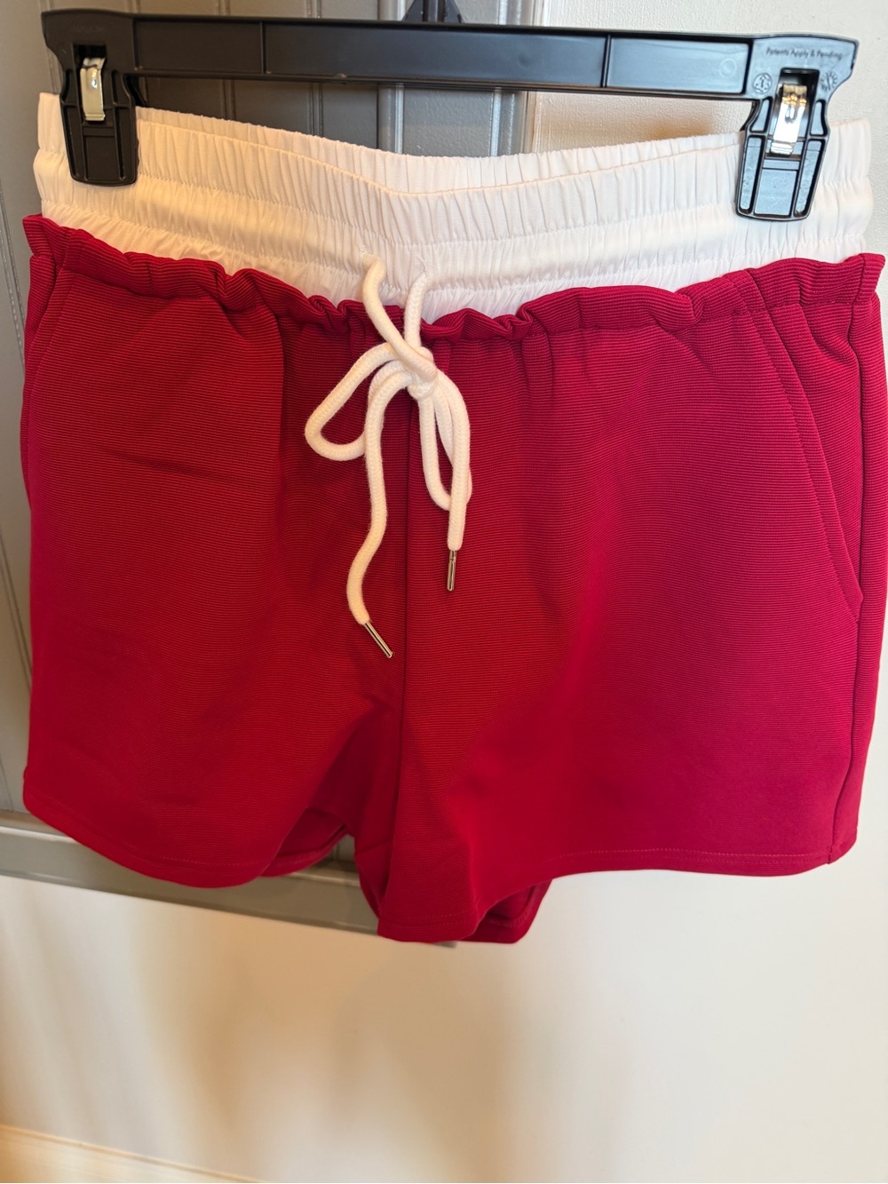 entro Women's Red Shorts with White Elastic Waistband